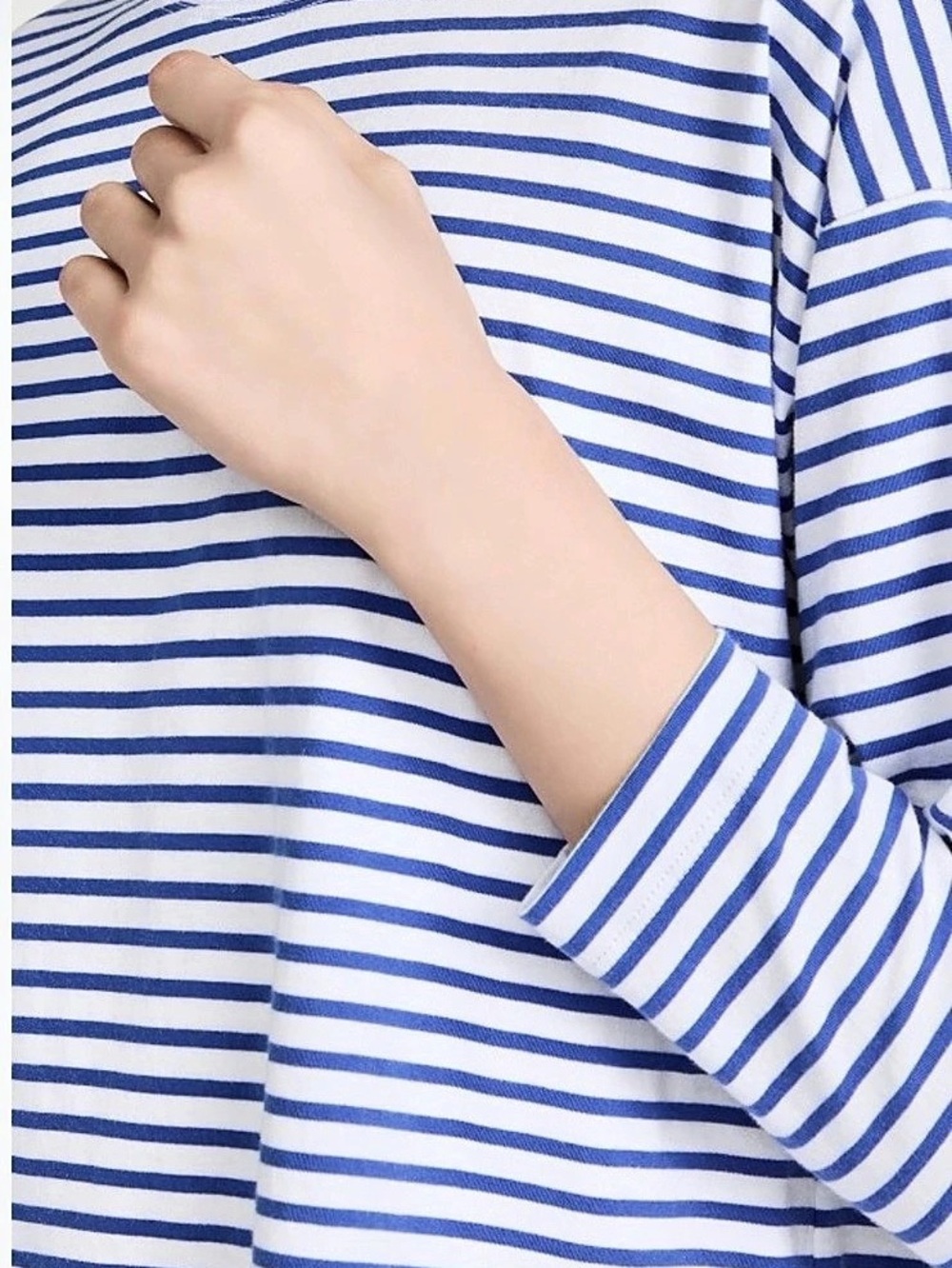 AYR The Early Mornings Tee Striped Long Sleeve Top Blue & White Small